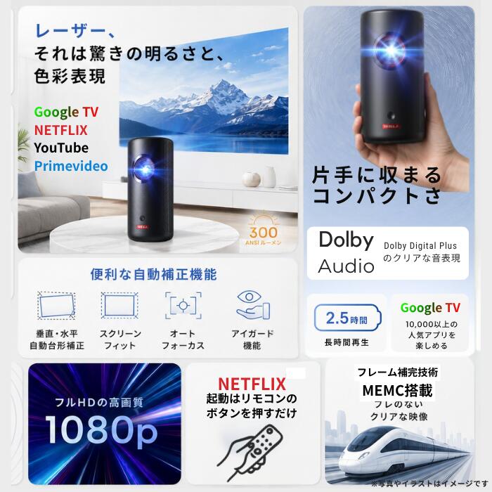 Anker Nebula (ネビュラ) Capsule 3 Laser フルHD モバイルレーザープロジェクター...