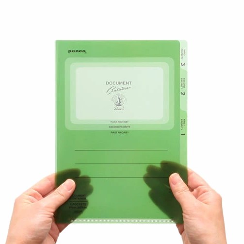 【数量限定特価品】ハイタイド 3ポケットファイル A5 ブルー クリア PENCO DF108-BL クリアケース　クリアファイル　ペンコ