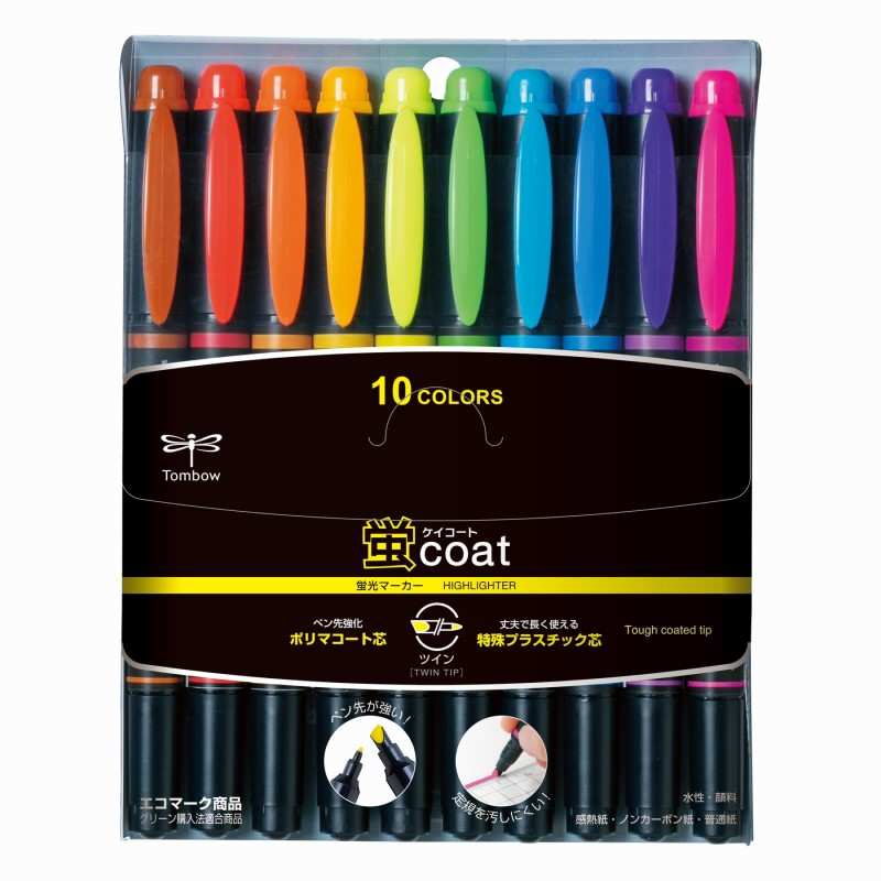 トンボ鉛筆 蛍光ペン 蛍コート 10色セット WA-TC10C