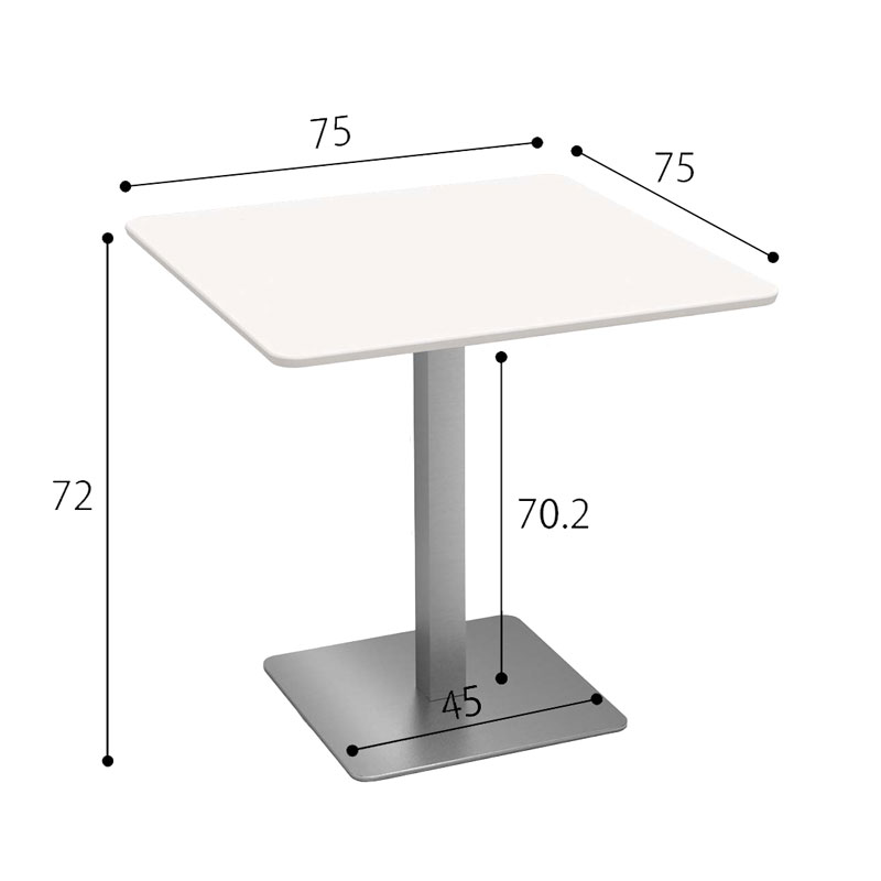 Y2K カフェテーブル 角天板 ステンレス角脚 ホワイト 750×750×720mm CTTS-75S-WH お客様組立品 法人限定 メーカー直送 [2]