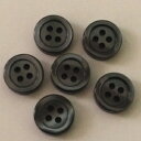 【メール便】 割れにくいワイシャツボタン 厚4mm 前身頃用11.5mm 黒 6個入り 厚ボタン