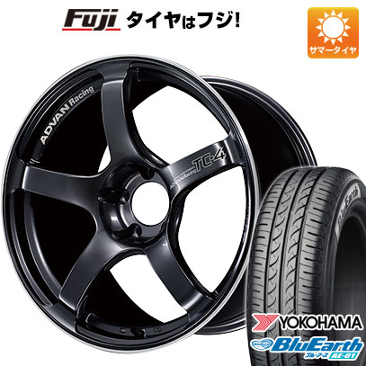 【新品国産4穴100車】 夏タイヤ ホイール4本セット 185/55R15 ヨコハマ ブルーアース AE-01 ヨコハマ アドバンレーシング TC4 15インチ(送料無料) サマータイヤ