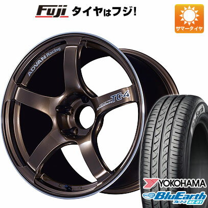 【新品国産4穴100車】 夏タイヤ ホイール4本セット 185/55R15 ヨコハマ ブルーアース AE-01 ヨコハマ アドバンレーシング TC4 15インチ(送料無料) サマータイヤ