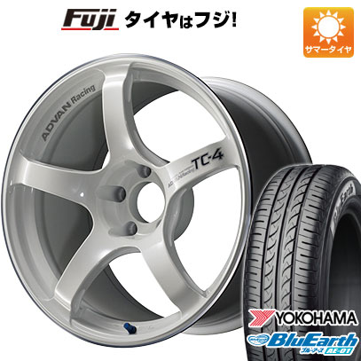 【新品国産4穴100車】 夏タイヤ ホイール4本セット 185/55R15 ヨコハマ ブルーアース AE-01 ヨコハマ アドバンレーシング TC4 15インチ(送料無料)