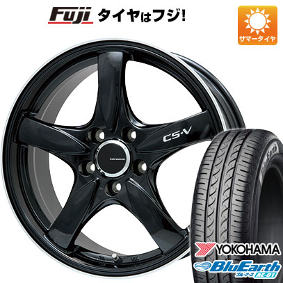【新品国産4穴100車】 夏タイヤ ホイール4本セット 185/55R15 ヨコハマ ブルーアース AE-01 レアマイスター CS-V(グロスブラック/リムポリッシュ) 15インチ(送料無料) サマータイヤ