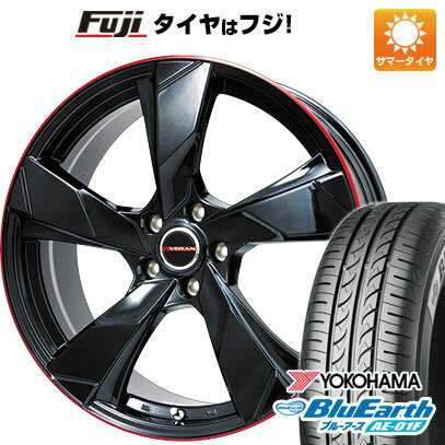 【新品国産4穴100車】 夏タイヤ ホイール4本セット 185/55R16 ヨコハマ ブルーアース AE-01F プレミックス ヴェランV(グロスブラック/レッドリム) 16インチ(送料無料)