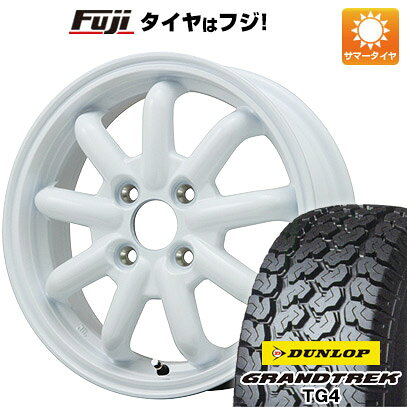 【新品 軽自動車】軽トラ 軽バン 夏タイヤ ホイール4本セット 145/80R12 80/78N ダンロップ グラントレック TG4 ブランドルライン ストレンジャーKST-9改 ホワイト 12インチ(送料無料)