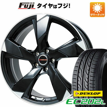 【新品国産5穴114.3車】 夏タイヤ ホイール4本セット 205/55R16 ダンロップ EC202L プレミックス ヴェランV(グロスブラック/リムポリッシュ) 16インチ(送料無料)