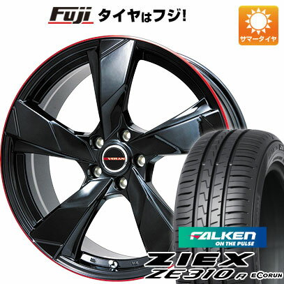 【新品国産5穴100車】 夏タイヤ ホイール4本セット 205/50R17 ファルケン ジークス ZE310R エコラン（限定） プレミックス ヴェランV(グロスブラック/レッドリム) 17インチ(送料無料)