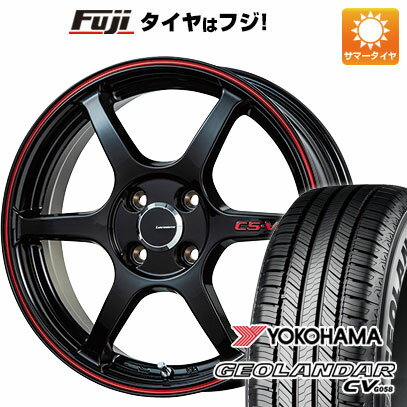 【新品 軽自動車】ハスラー デリカミニ(4WD) 夏タイヤ ホイール4本セット 165/60R15 ヨコハマ ジオランダー CV G058 レアマイスター CS-V6(グロスブラック/レッドライン) 15インチ(送料無料) サマータイヤ