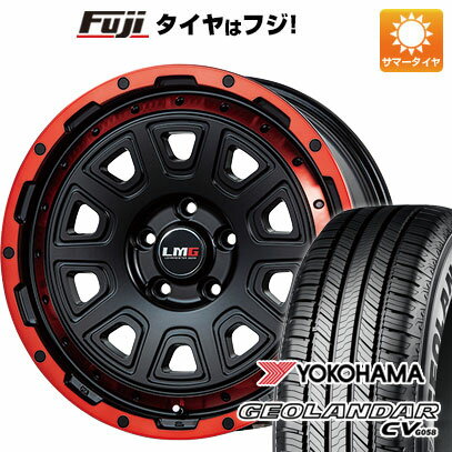【新品国産車用5穴114.3】 夏タイヤ ホイール4本セット 215/70R16 ヨコハマ ジオランダー CV G058 レアマイスター LMG DS-10 マットブラック/レッドリム 16インチ(送料無料)