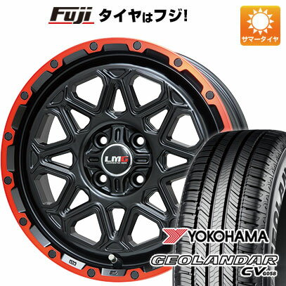 【新品 軽自動車】ハスラー デリカミニ(4WD) 夏タイヤ ホイール4本セット 165/60R15 ヨコハマ ジオランダー CV G058 レアマイスター LMG モンタグナ(マットブラック/レッドリム) 15インチ(送料無料) サマータイヤ