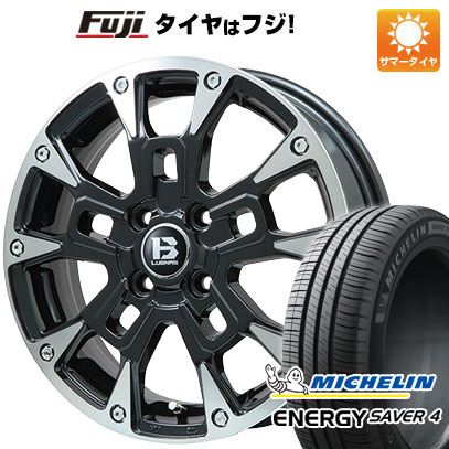 【新品 軽自動車】N-BOX タント スペーシア 夏タイヤ ホイール4本セット 165/55R15 ミシュラン エナジー セイバー4 ビッグウエイ B-LUGNAS BRD(ブラックポリッシュ/ブラッククリア) 15インチ(送料無料)