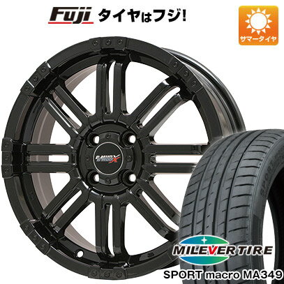 【新品国産4穴100車】 夏タイヤ ホイール4本セット 205/45R16 ミレバー スポーツマクロ MA349（限定） ビッグウエイ B-MUD X(グロスブラック) 16インチ(送料無料)