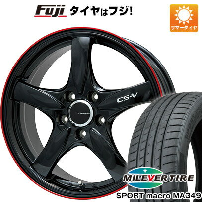 【新品国産車用5穴100】 夏タイヤ ホイール4本セット 215/45R17 ミレバー スポーツマクロ MA349(限定) レアマイスター CS-V(グロスブラック/レッドリム) 17インチ(送料無料)