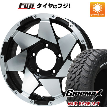 【新品】ジムニーシエラ 夏タイヤ ホイール4本セット 195/80R15 グリップマックス マッドレイジM/T RWL(限定) レアマイスター LMG shuriken ブラックポリッシュ 15インチ(送料無料)