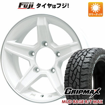 楽天フジ スペシャルセレクション【新品】ジムニーシエラ 夏タイヤ ホイール4本セット 195/80R15 グリップマックス マッドレイジR/T MAX RWL（限定） プレミックス エステラ（ホワイト/リムポリッシュ） 15インチ（送料無料）