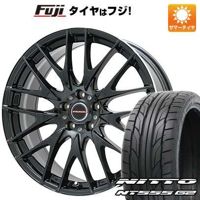 【パンク保証付き】【新品国産車用5穴100】 夏タイヤ ホイール4本セット 225/35R19 ニットー NT555 G2 ビッグウエイ レイシーン プラバ9M(グロスブラック/リムポリッシュ) 19インチ(送料無料)