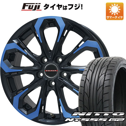 【パンク保証付き】【新品国産5穴114.3車】 夏タイヤ ホイール4本セット 245/40R20 ニットー NT555 G2 ビッグウエイ レイシーン プラバ5X(ブルークリア) 20インチ(送料無料) サマータイヤ