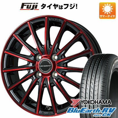 【パンク保証付】【新品国産4穴100車】 夏タイヤ ホイール4本セット 175/60R16 ヨコハマ ブルーアース RV-03CK レアマイスター LM-S FS15 (ブラックポリッシュ/レッドクリア) 16インチ(送料無料)