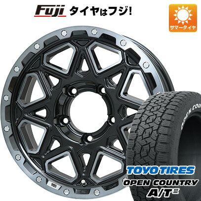 【新品】ジムニーシエラ 夏タイヤ ホイール4本セット 195/80R15 トーヨー オープンカントリー A/T III RWL/RBL レアマイスター LMG モンタグナ(ブラックポリッシュ/ブラッククリア) 15インチ(送料無料)