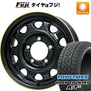 【新品】ジムニーシエラ 夏タイヤ ホイール4本セット 215/75R15 トーヨー オープンカントリー A/T III RBL レアマイスター LMG OFF-STYLE(グロスブラック/イエローリム) 15インチ(送料無料)