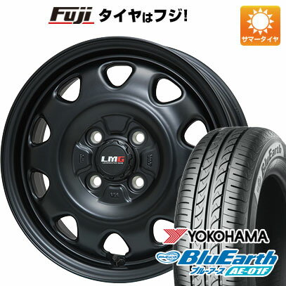 楽天フジ スペシャルセレクション【新品国産車用4穴100】 夏タイヤ ホイール4本セット 185/70R14 ヨコハマ ブルーアース AE-01F レアマイスター LMG OFF-STYLE（マットブラック） 14インチ（送料無料）