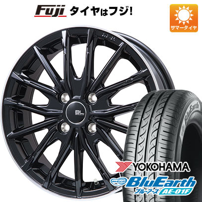 【新品国産5穴100車】 夏タイヤ ホイール4本セット 205/55R16 ヨコハマ ブルーアース AE-01F ブランドルライン DF-10M グロスブラック/リムポリッシュ 16インチ(送料無料)