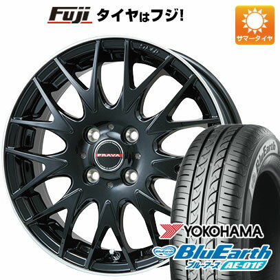 【新品国産車用4穴100】 夏タイヤ ホイール4本セット 175/65R15 ヨコハマ ブルーアース AE-01F ビッグウエイ レイシーン プラバ9MJrII グロスブラック/リムポリッシュ 15インチ(送料無料)