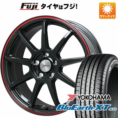 【新品国産5穴114.3車】 夏タイヤ ホイール4本セット 225/50R18 ヨコハマ ブルーアース XT AE61 レアマイスター LMスポーツLM-QR グロスブラック/レッドライン 18インチ(送料無料) サマータイヤ
