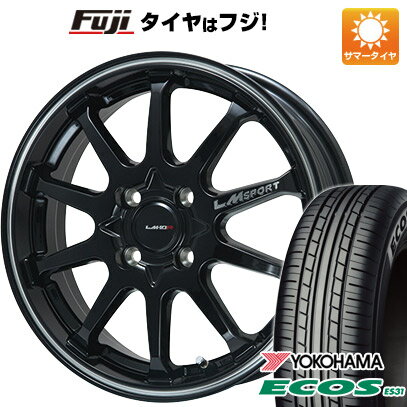 【新品 軽自動車】N-BOX タント スペーシア 夏タイヤ ホイール4本セット 165/55R15 ヨコハマ エコス ES31 レアマイスター LMスポーツLM-10R(ブラック/ラインポリッシュ) 15インチ(送料無料)