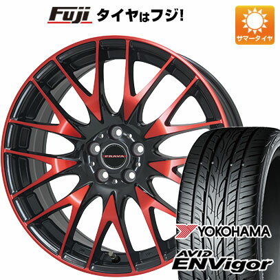 【新品国産5穴114.3車】 夏タイヤ ホイール4本セット 225/45R18 ヨコハマ エイビッド エンビガーS321 ビッグウエイ レイシーン プラバ9M(レッドクリア) 18インチ(送料無料)