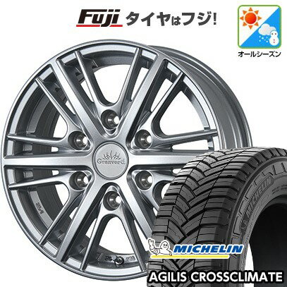 【新品】ハイエース200系 オールシーズンタイヤ ホイール4本セット 195/80R15 108/106S ミシュラン アジリス クロスクライメート TWS グランヴァード HC1 15インチ(送料無料)