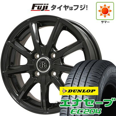 【新品国産4穴100車】 夏タイヤ ホイール4本セット 185/55R15 ダンロップ エナセーブ EC204 ブランドルライン ボレアノ9 パールブラック 15インチ(送料無料) サマータイヤ