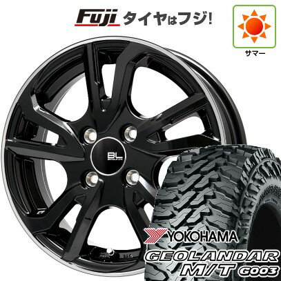 【新品国産車用4穴100】 夏タイヤ ホイール4本セット 165/65R14 ヨコハマ ジオランダー M/T G003 ブランドルライン レツィオ ブラックリムポリッシュ 14インチ(送料無料)