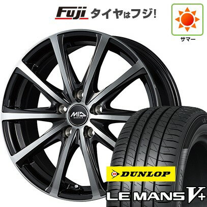 【新品国産5穴114.3車】 夏タイヤ ホイール4本セット 195/65R15 ダンロップ ルマン V+(ファイブプラス) MID WHEELS V25 ブラックポリッシュ 15インチ(送料無料) サマータイヤ