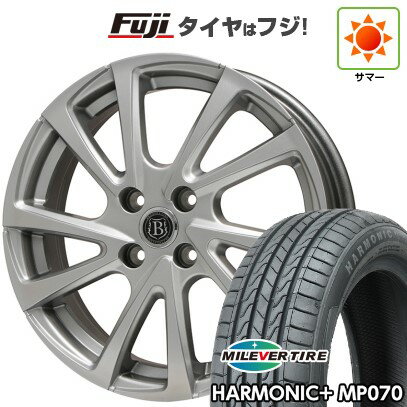 【新品 軽自動車】N-BOX タント スペーシア 夏タイヤ ホイール4本セット 165/55R15 ミレバー ハーモニック プラス MP070(限定) ブランドルライン ボレアノ10 メタリックグレー 15インチ(送料無料)