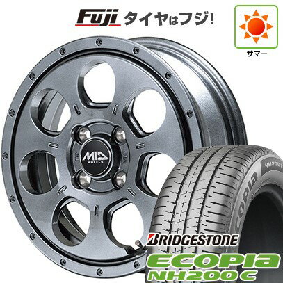 【新品 軽自動車】N-BOX タント スペーシア 夏タイヤ ホイール4本セット 165/55R15 ブリヂストン エコピア NH200 C MID WHEELS マッドエージェント 15インチ(送料無料)