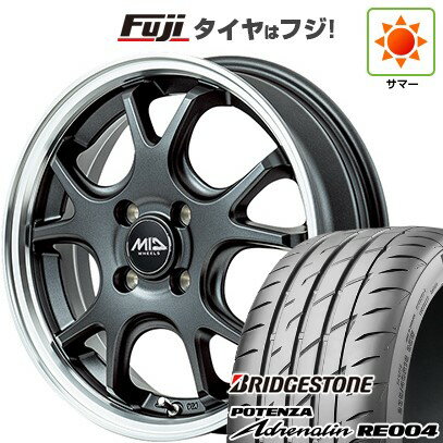 【新品 軽自動車】N-BOX タント スペーシア 夏タイヤ ホイール4本セット 165/55R15 ブリヂストン ポテンザ アドレナリン RE004 MID WHEELS エグゼ5 Vセレクション 15インチ(送料無料) サマータイヤ