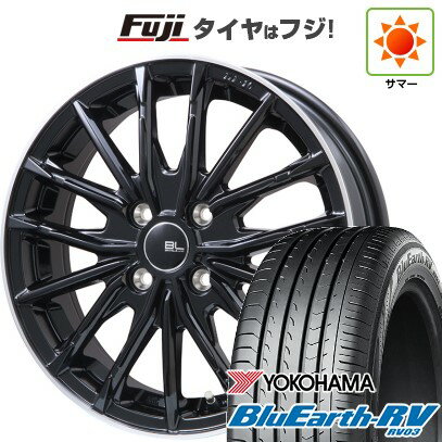 【パンク保証付き】【新品国産車用5穴114.3】 夏タイヤ ホイール4本セット 205/60R16 ヨコハマ ブルーアース RV-03 ブランドルライン DF-10M グロスブラック/リムポリッシュ 16インチ(送料無料)
