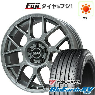 【パンク保証付き】【新品国産車用5穴114.3】 夏タイヤ ホイール4本セット 245/35R20 ヨコハマ ブルーアース RV-03 BBS GERMANY XR プラチナムシルバー 20インチ(送料無料)