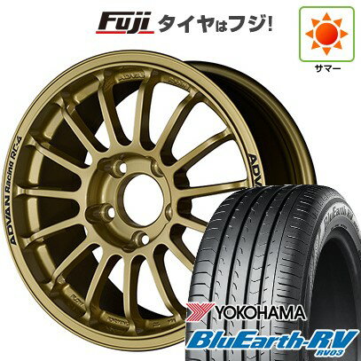 【パンク保証付き】【新品国産5穴114.3車】 夏タイヤ ホイール4本セット 195/65R15 ヨコハマ ブルーアース RV-03 ヨコハマ アドバンレーシング RC-4 15インチ(送料無料) サマータイヤ