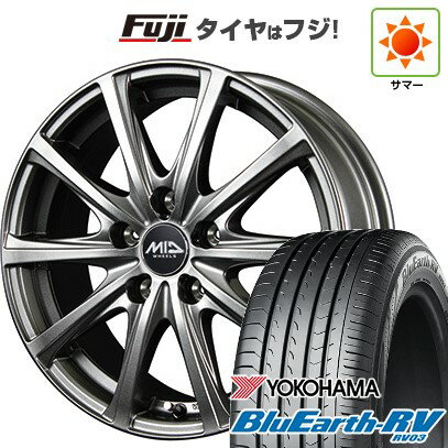 【パンク保証付き】【新品国産5穴114.3車】 夏タイヤ ホイール4本セット 205/55R16 ヨコハマ ブルーアース RV-03 MID WHEELS V25 メタリックグレー 16インチ(送料無料) サマータイヤ