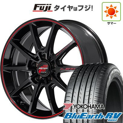 【パンク保証付き】【新品国産5穴114.3車】 夏タイヤ ホイール4本セット 225/45R18 ヨコハマ ブルーアース RV-03 MID WHEELS MID RACING R25 Plus 18インチ(送料無料) サマータイヤ