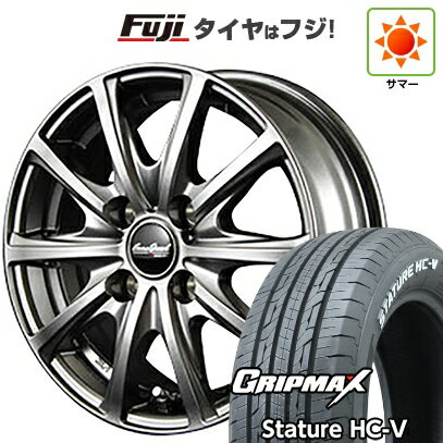 【新品 軽自動車】軽トラ 軽バン 夏タイヤ ホイール4本セット 145/80R12 80/78Q グリップマックス スタチャー HC-V RWL（限定） MID WHEELS V25 メタリックグレー 12インチ(送料無料)