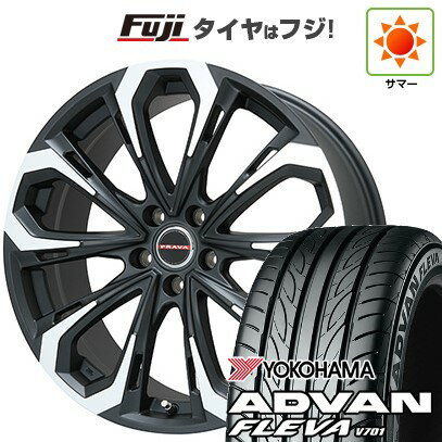 【新品国産車用5穴114.3】 夏タイヤ ホイール4本セット 225/35R20 ヨコハマ アドバン フレバV701 ビッグウエイ レイシーン プラバ5X(マットブラックポリッシュ) 20インチ(送料無料)