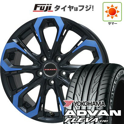 【新品国産車用5穴114.3】 夏タイヤ ホイール4本セット 225/35R20 ヨコハマ アドバン フレバV701 ビッグウエイ レイシーン プラバ5X(ブルークリア) 20インチ(送料無料)