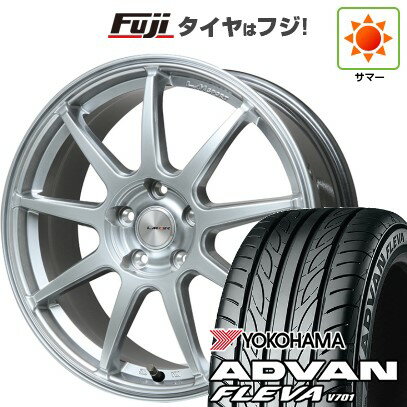 【新品国産車用5穴100】 夏タイヤ ホイール4本セット 215/40R18 ヨコハマ アドバン フレバV701 レアマイスター LMスポーツ LM-QR ハイパーシルバー 18インチ(送料無料)