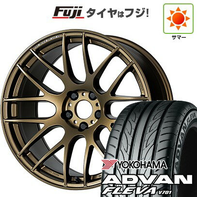【新品国産車用5穴100】 夏タイヤ ホイール4本セット 215/40R18 ヨコハマ アドバン フレバV701 WORK ワーク エモーション M8R 18インチ(送料無料)