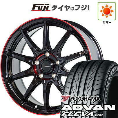【新品国産車用5穴100】 夏タイヤ ホイール4本セット 215/40R18 ヨコハマ アドバン フレバV701 ホットスタッフ ジースピード P-05R 18インチ(送料無料)